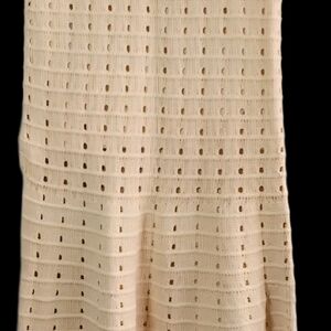 Fore Womens Large Cream Knit Maxi Skirt Sweater W Side Slit 100% cotton